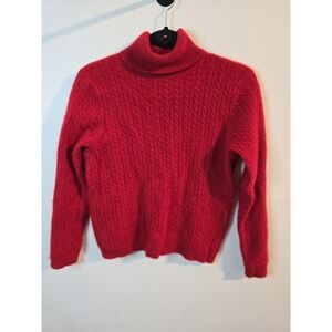 Charter Club Vintage 100% Cashmere Fisherman Turtleneck Red Sweater Lg Classic